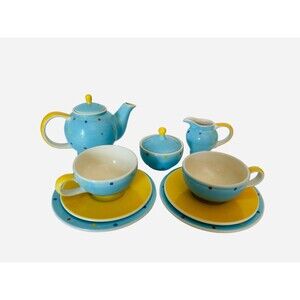 Whittard of Chelsea Easter Tea Set Childrens Hand Painted Ceramic Polka Dot READ